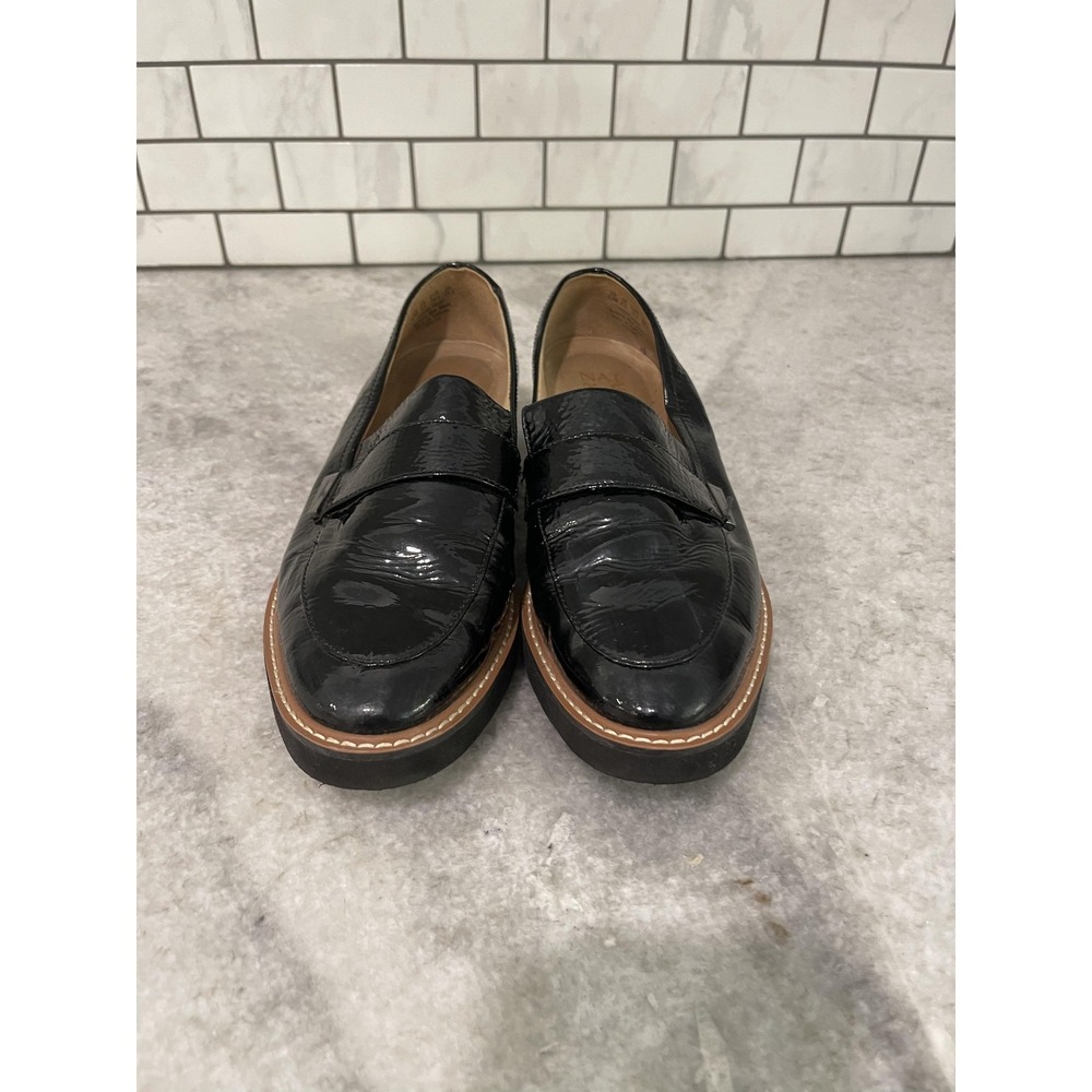 Naturalizer Adiline Loafer Shoes Womens Size 8.5 Black Patent Leather Platform
